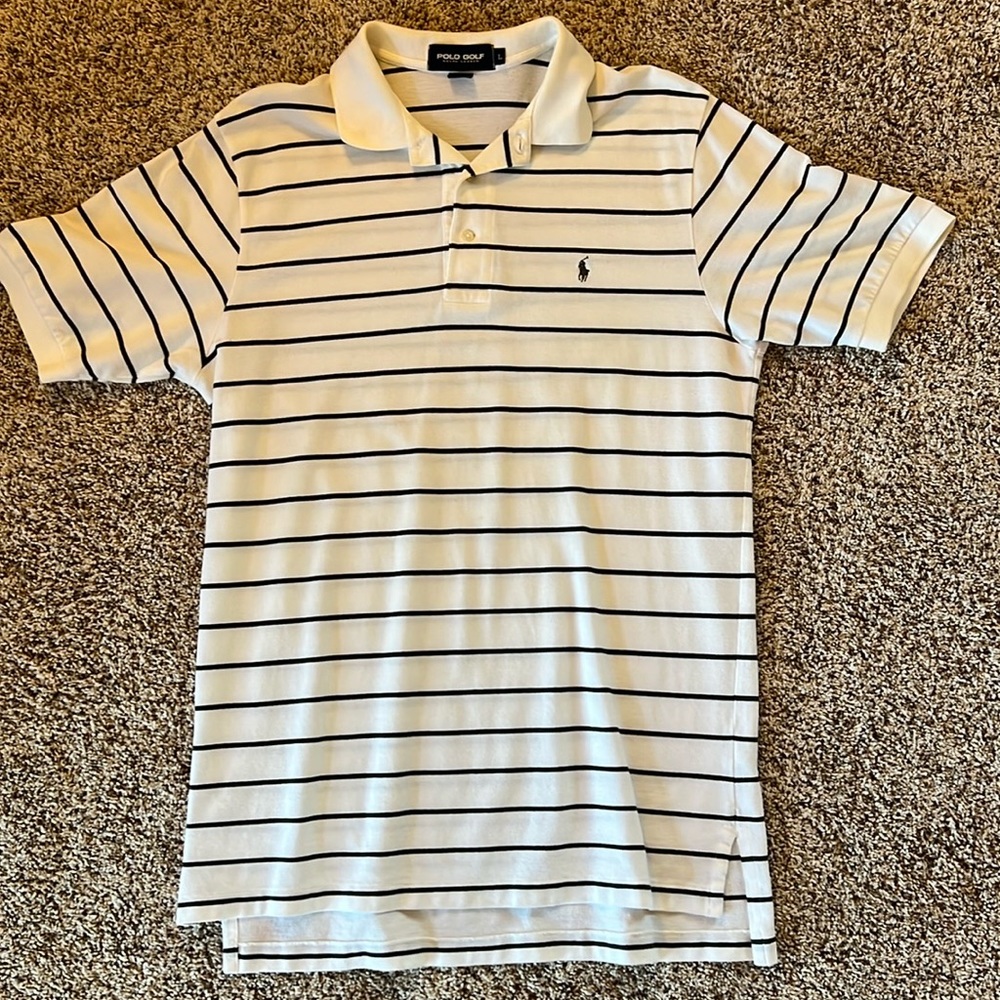Polo Golf shirt - white shirt with brown stripes